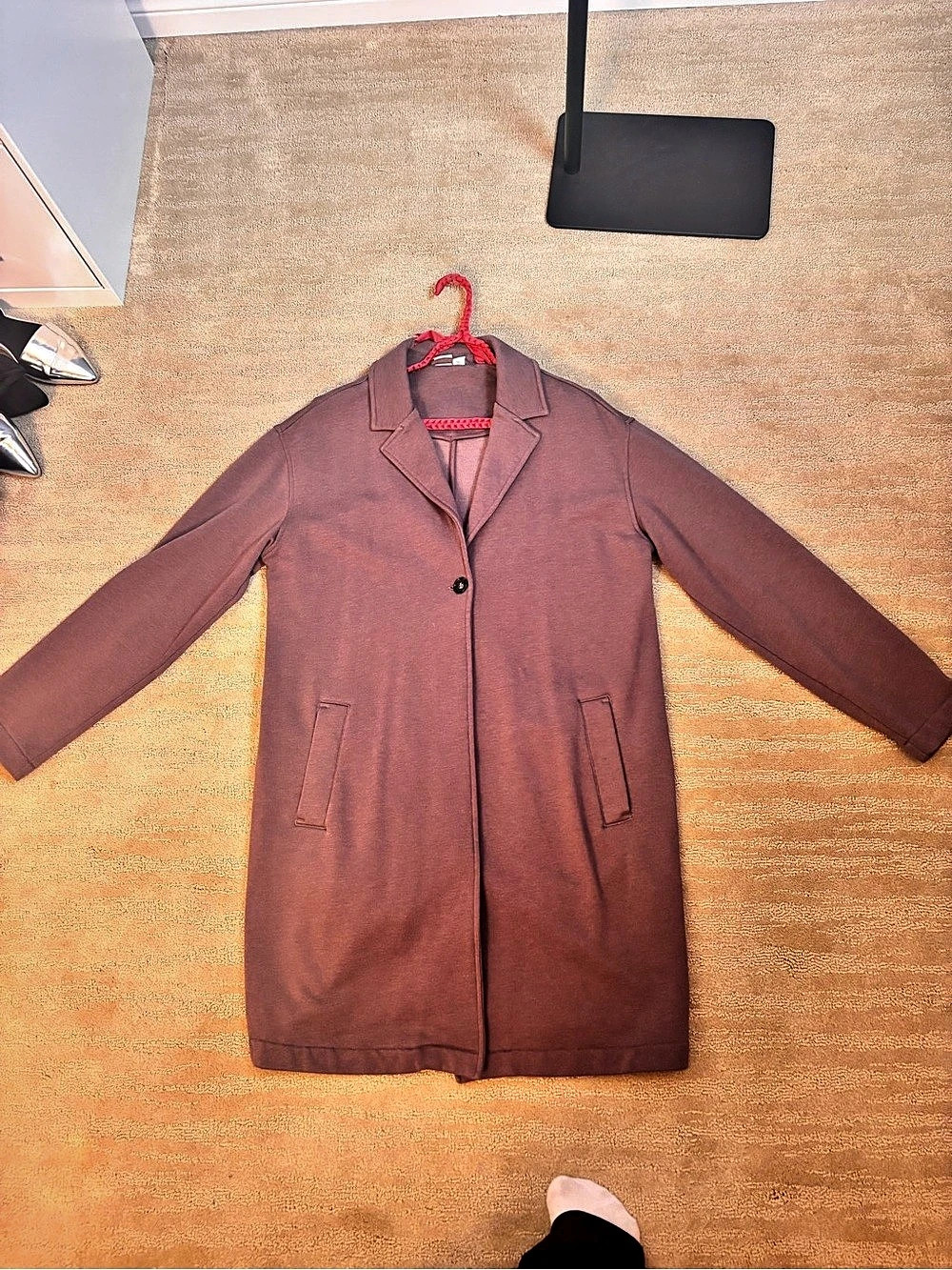Tentree, fleece long shacket in dusty rose
